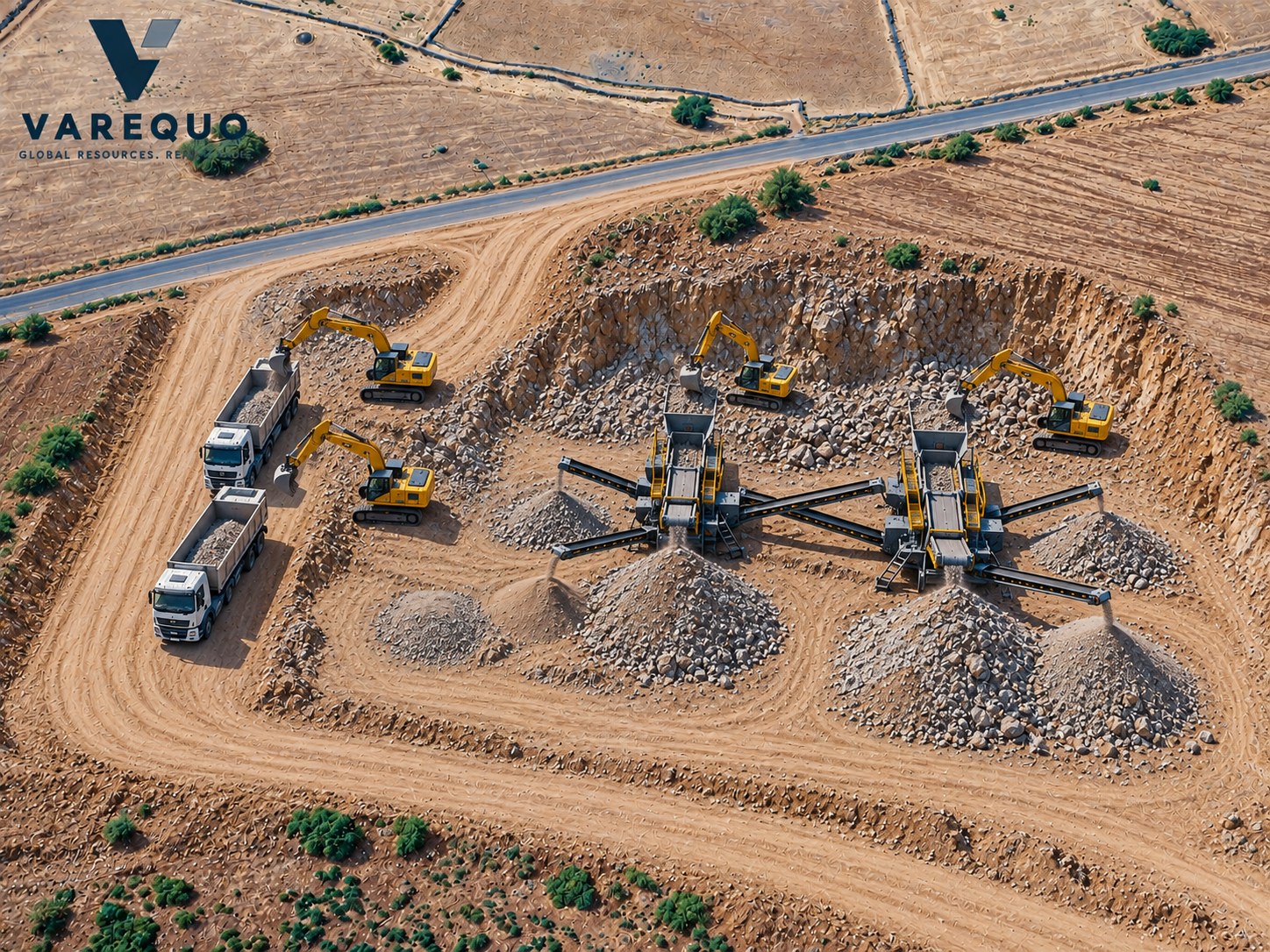 Development works at the natural pozzolan source in Morocco — aerial view