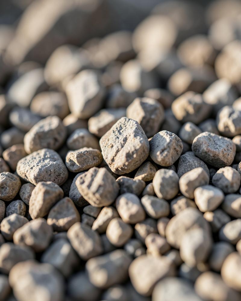 Close-up van gebroken granulaat en toeslagmateriaal